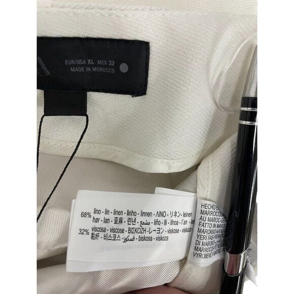 Zara Womens Dress Pants XL White Linen Blend Wide Leg Trousers 2927/586 NWT - Picture 7 of 11